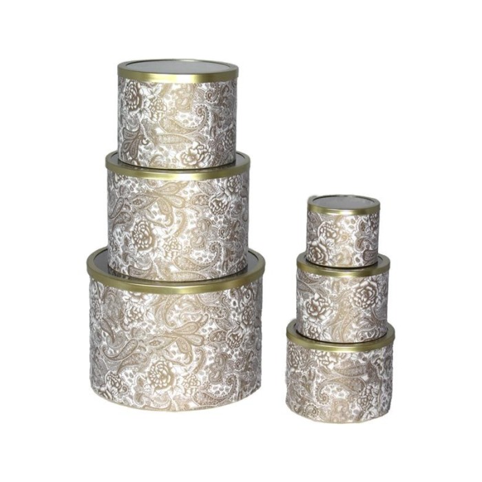 SET 6 SCATOLE FIORI MARRONI